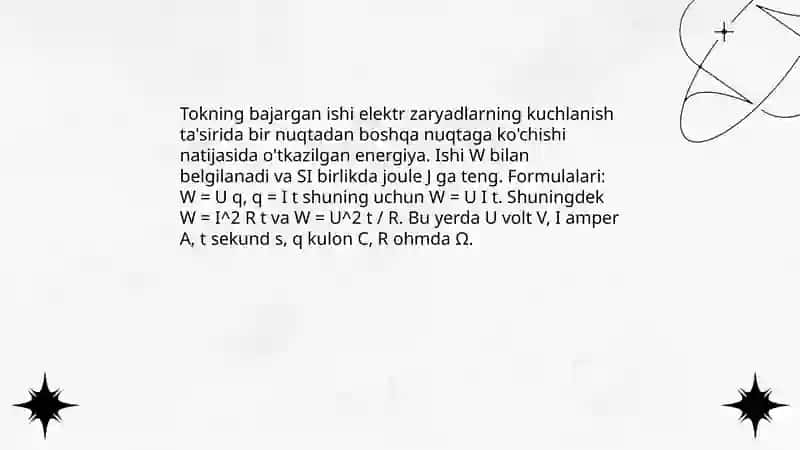 Tokning bajargan ishi va quvvati 3
