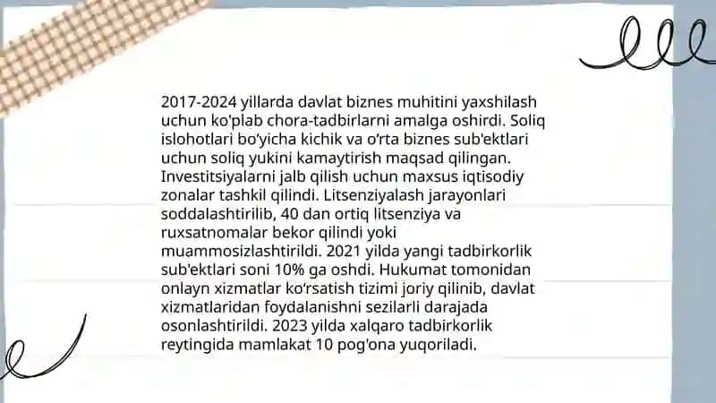 2017-2024 yil davlatning biznes muhitini yaratish faoliyati tahlili 3