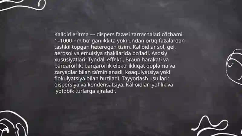 Kalloid eritmalarni olinish va xossalari 3