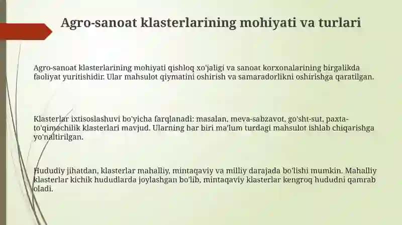 Agro-sanoat klasterlarining iqtisodiy samaradorligi 3