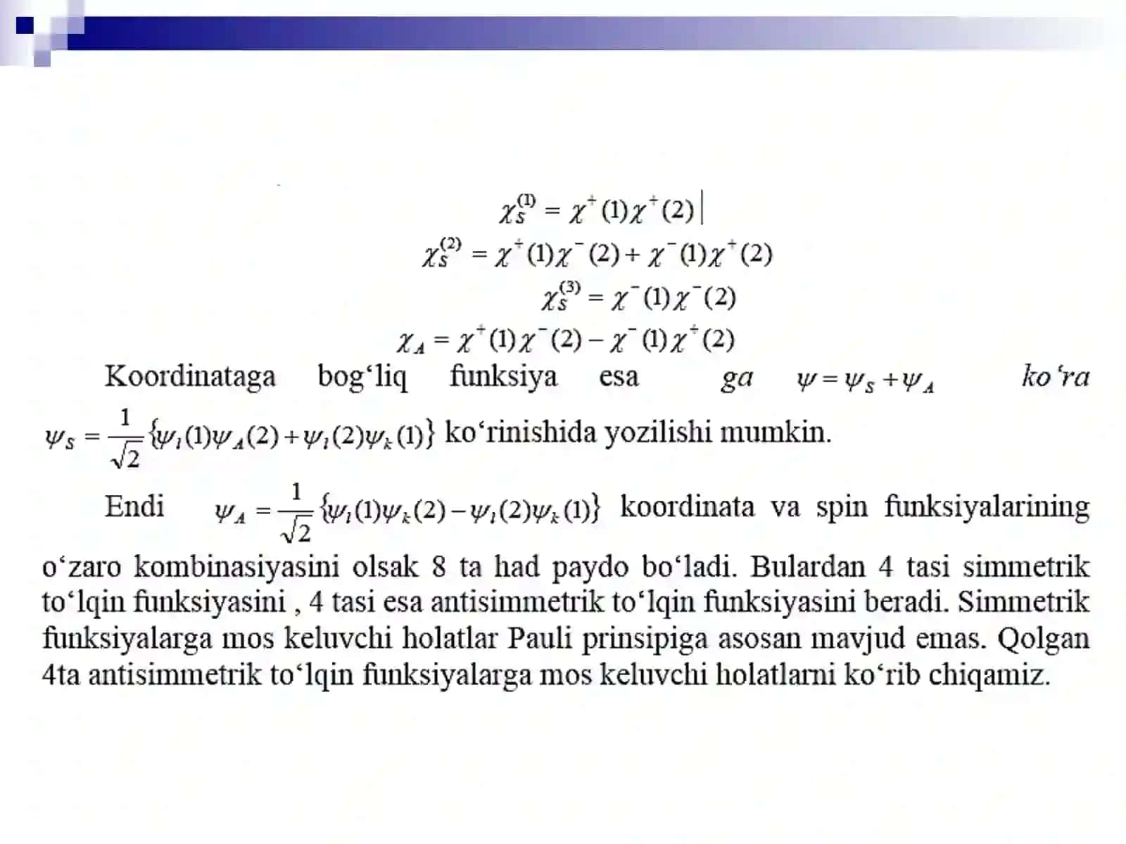 BOZONLAR VA FERMIONLAR.PAULIPRINSIPI 3