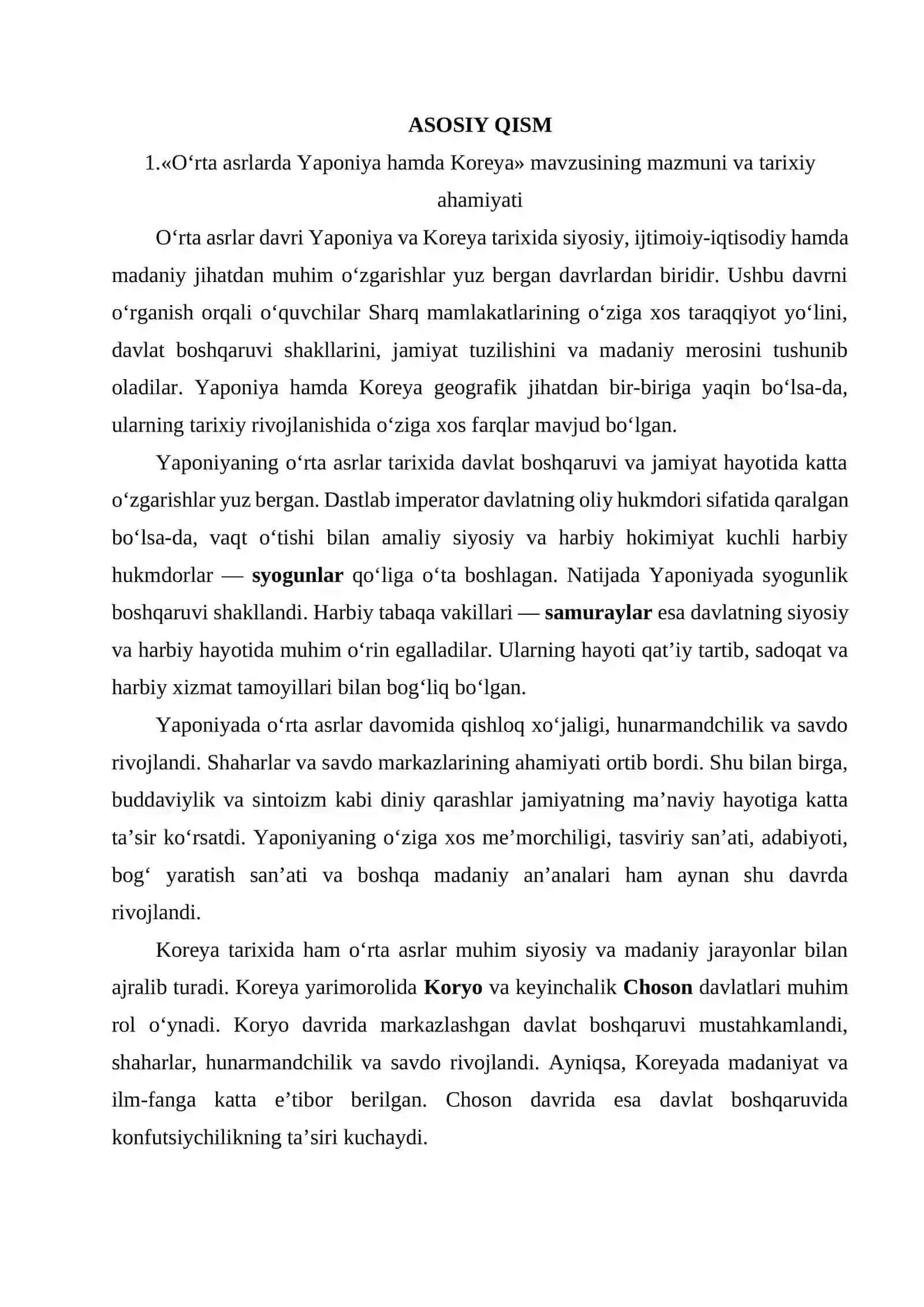 «O‘rta asrlarda Yaponiya hamda Koreya» mavzusini o‘qitishda pedagogik texnologiyalardan foydalanish 3
