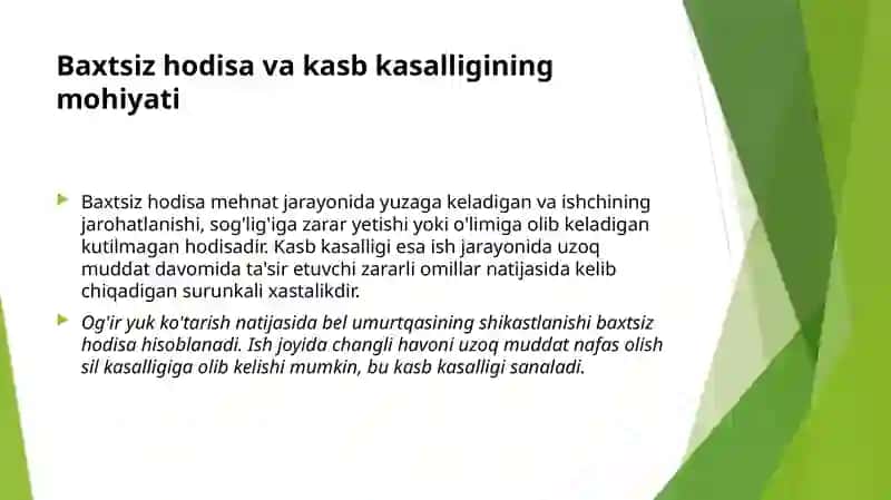 Baxtsiz hodisalar va kasb kasalliklari. 3