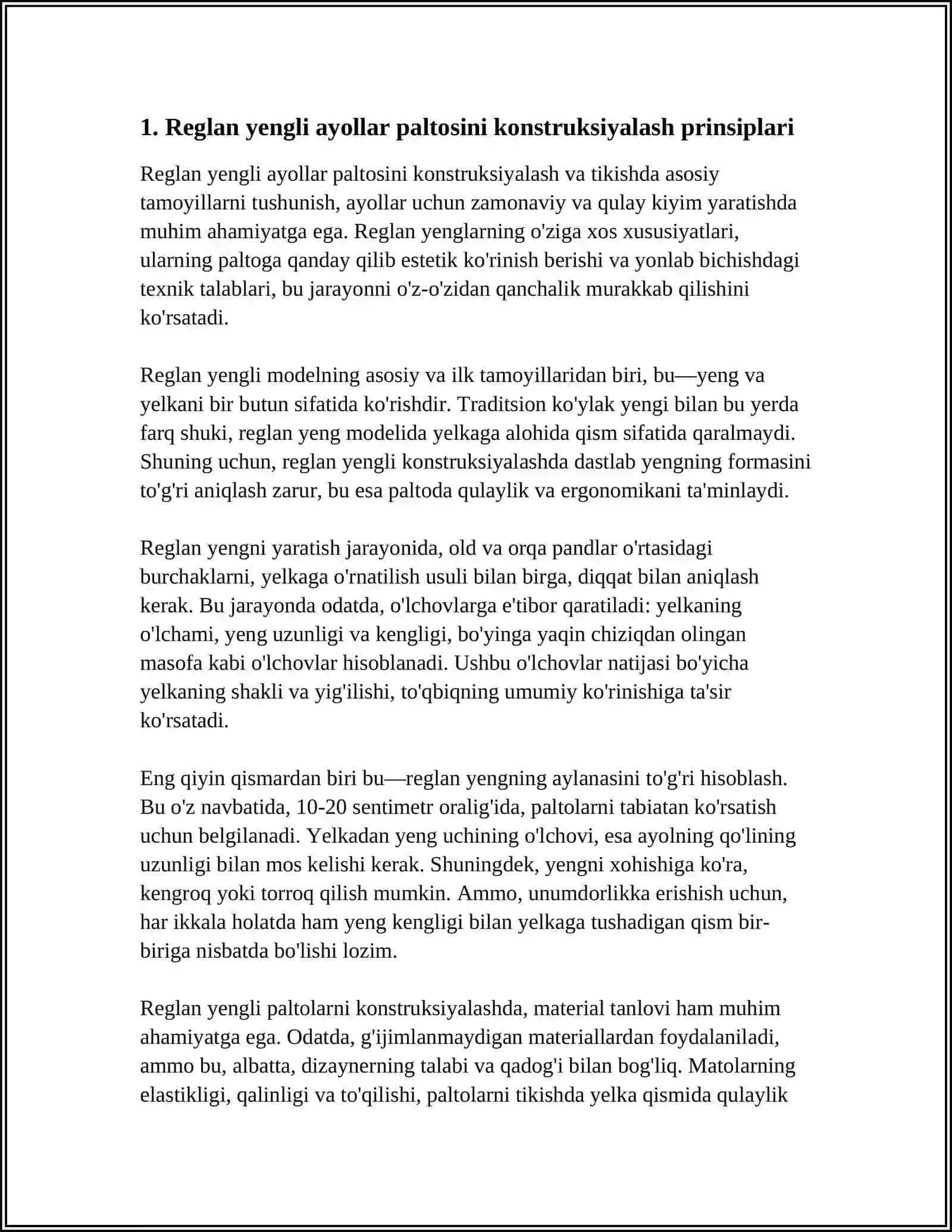 REGLAN YENGLI AYOLLAR PALTOSINI KONSTRUKSIYALASH 3