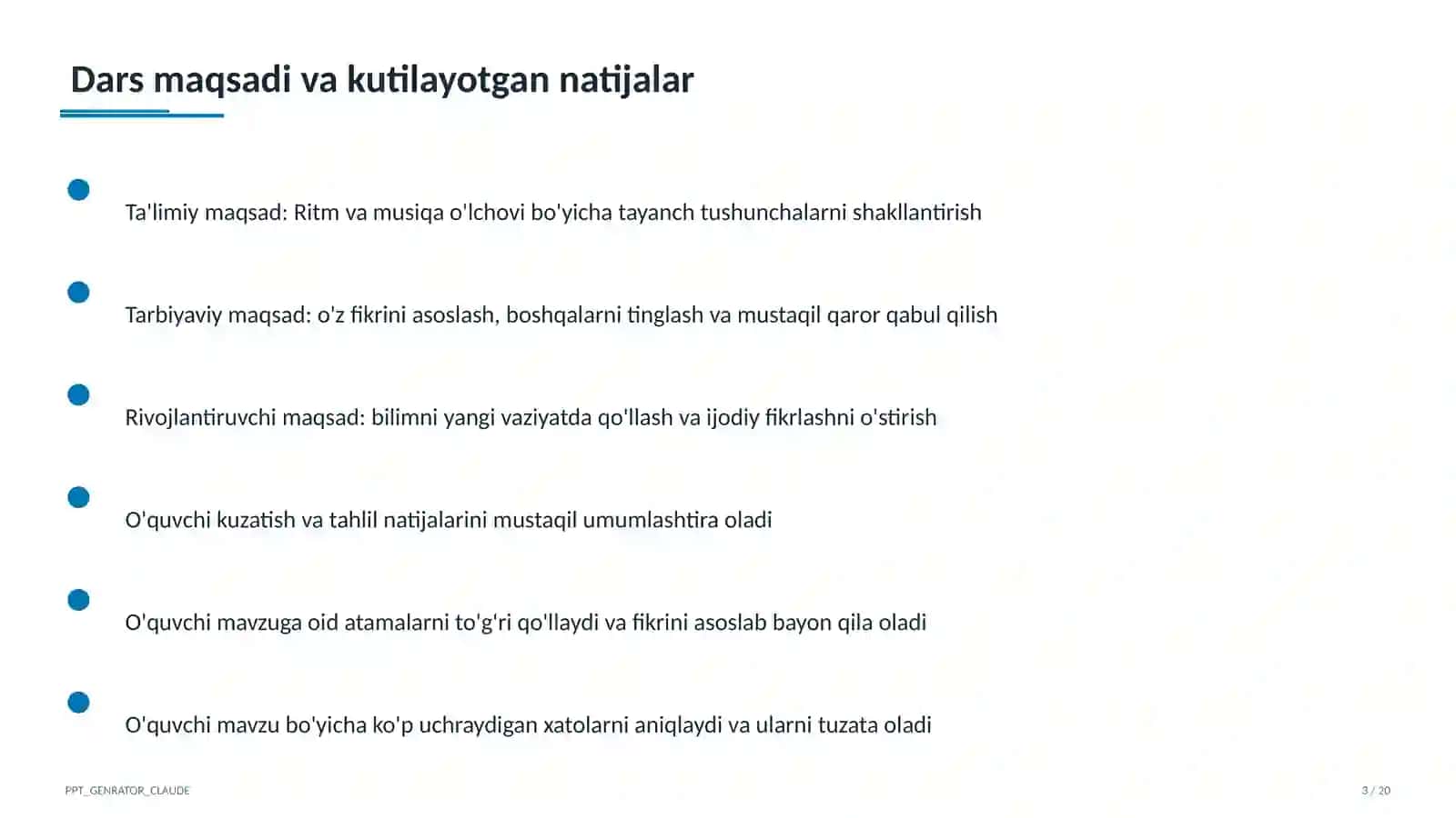Ritm va musiqa o'lchovi (3-sinf) 3