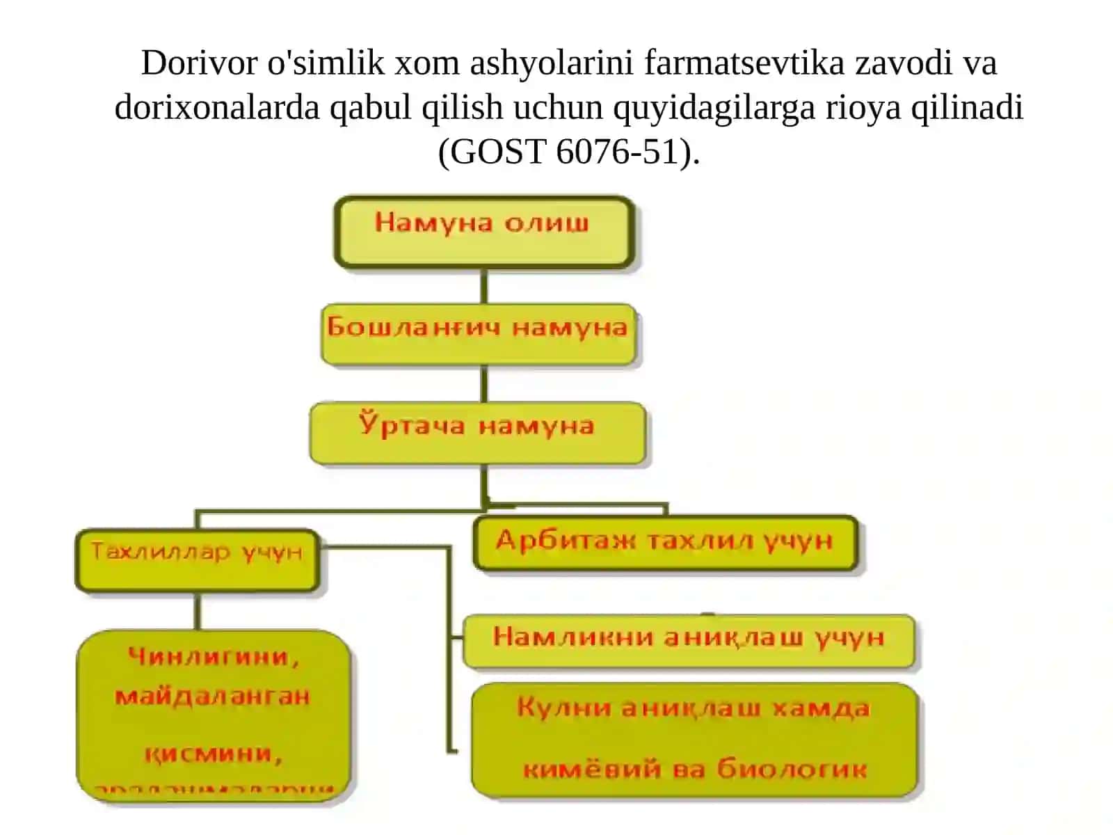 Dorivor o‘simlik xom ashyosini chinlik ko‘rsatkichlarini aniqlash va ularning axamiyati: xom ashyoning tashqi ko‘rinishi va morfologo-anatomik ko‘rinishi 3