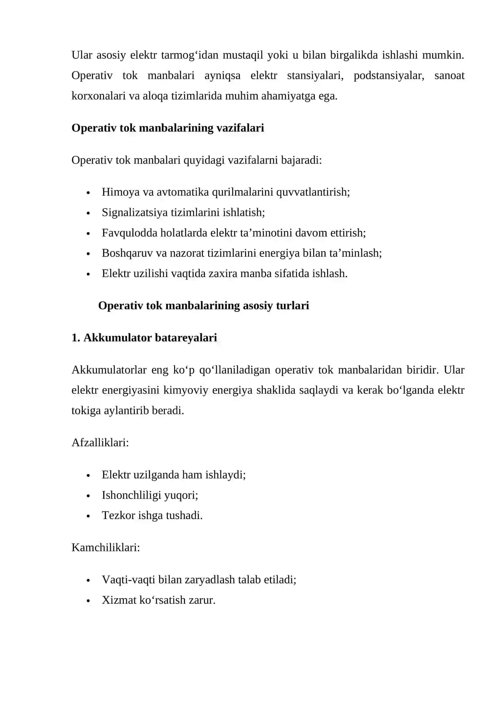 Operativ tok manbalari va operativ tok zanjirining vazifasi 3
