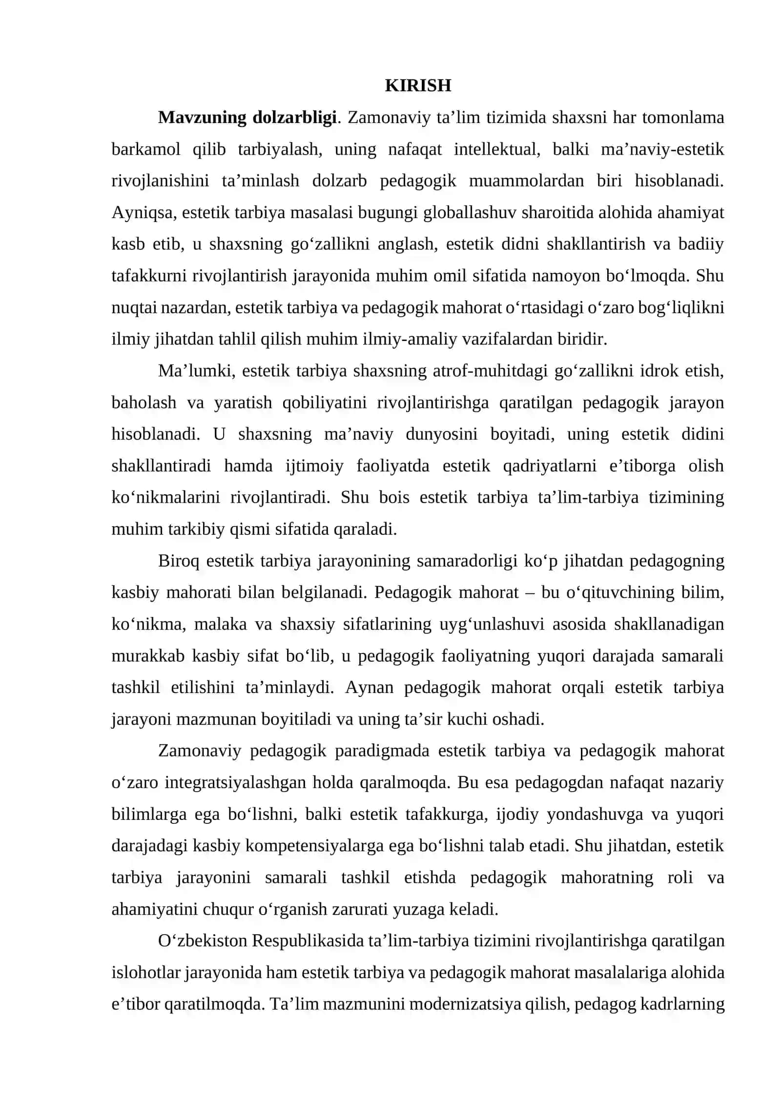 ESTETIK TARBIYA VA PEDAGOGIK MAHORAT O'RTASIDAGI O'ZARO BOG'LIQLIK 3