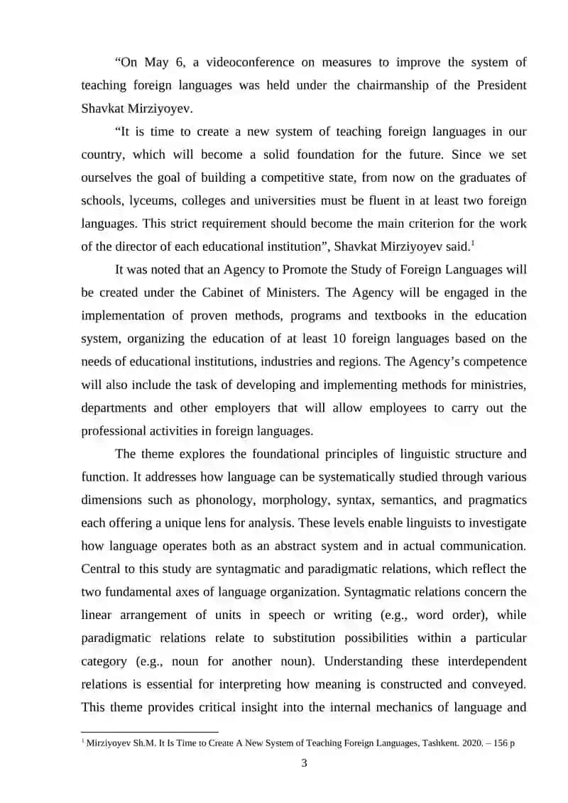 Dimensions and levels of linguistic analysis: syntagmatic and paradigmatic relations between lingual units 3
