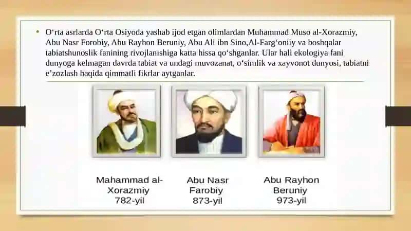 Tabiat bilan tanishtirishda mutafakkirlar merosidan foydalanish 3