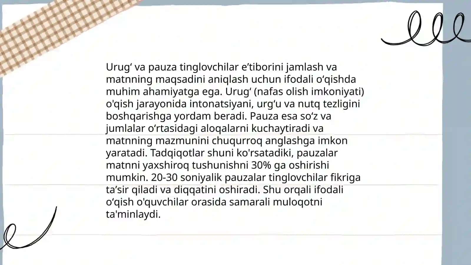 Urugʻ va pauzaning ifodali oʻqishdagi ahamiyati 3