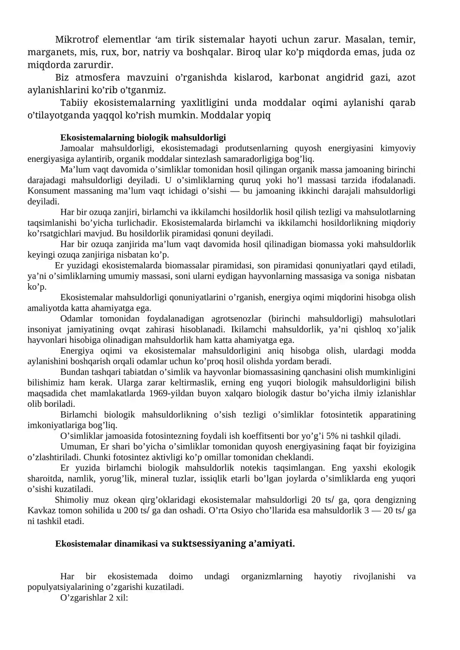 Ekologik sistemaning tuzilishi 3