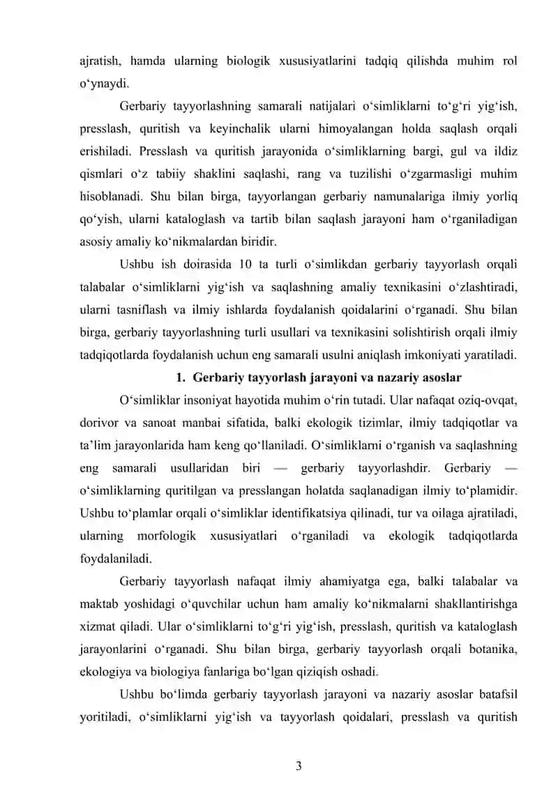 GERBARIY TAYYORLASH 3