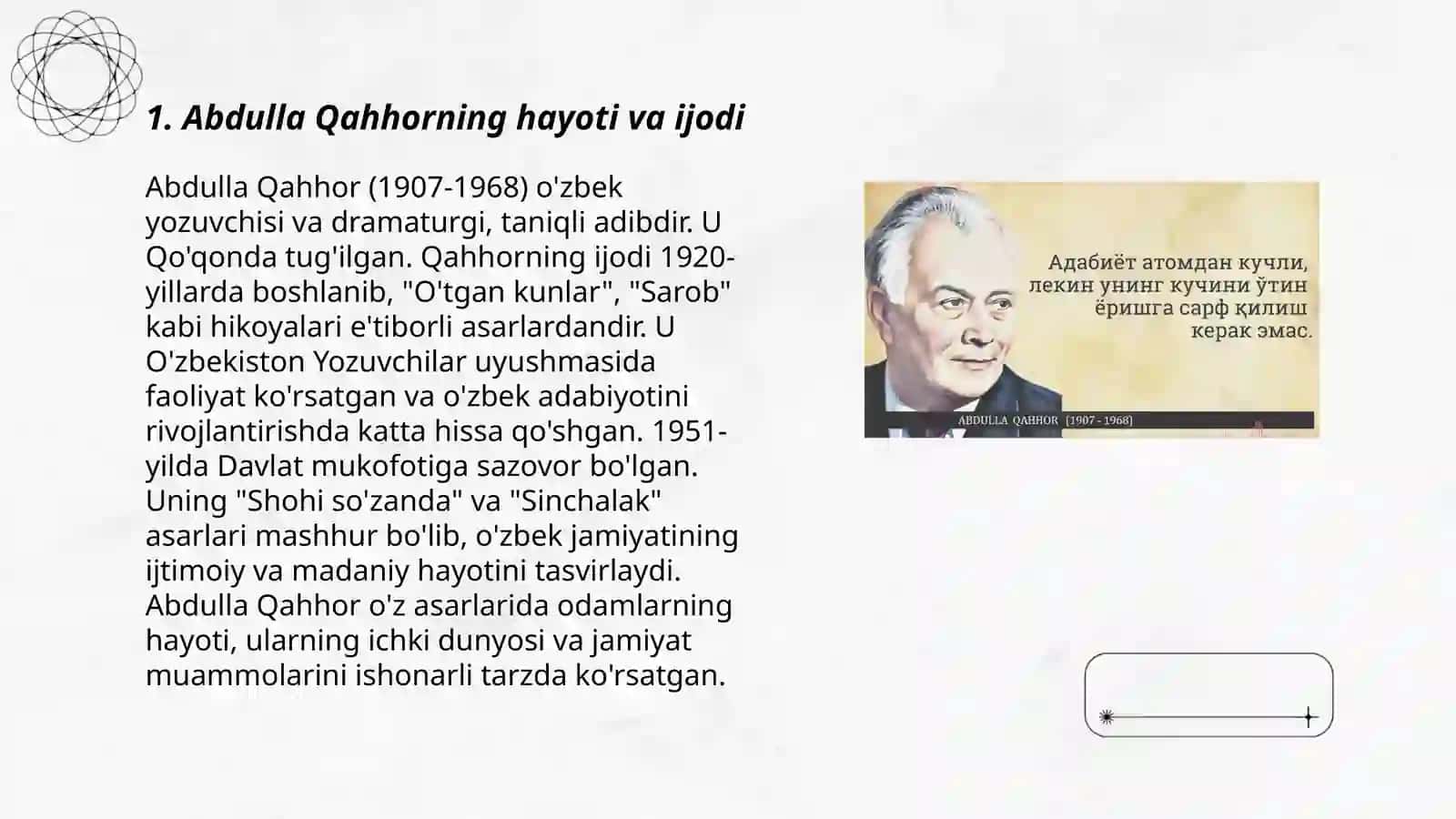 Abdulla Qahhorning ʼʼOʻtkan kunlarʼʼ 3