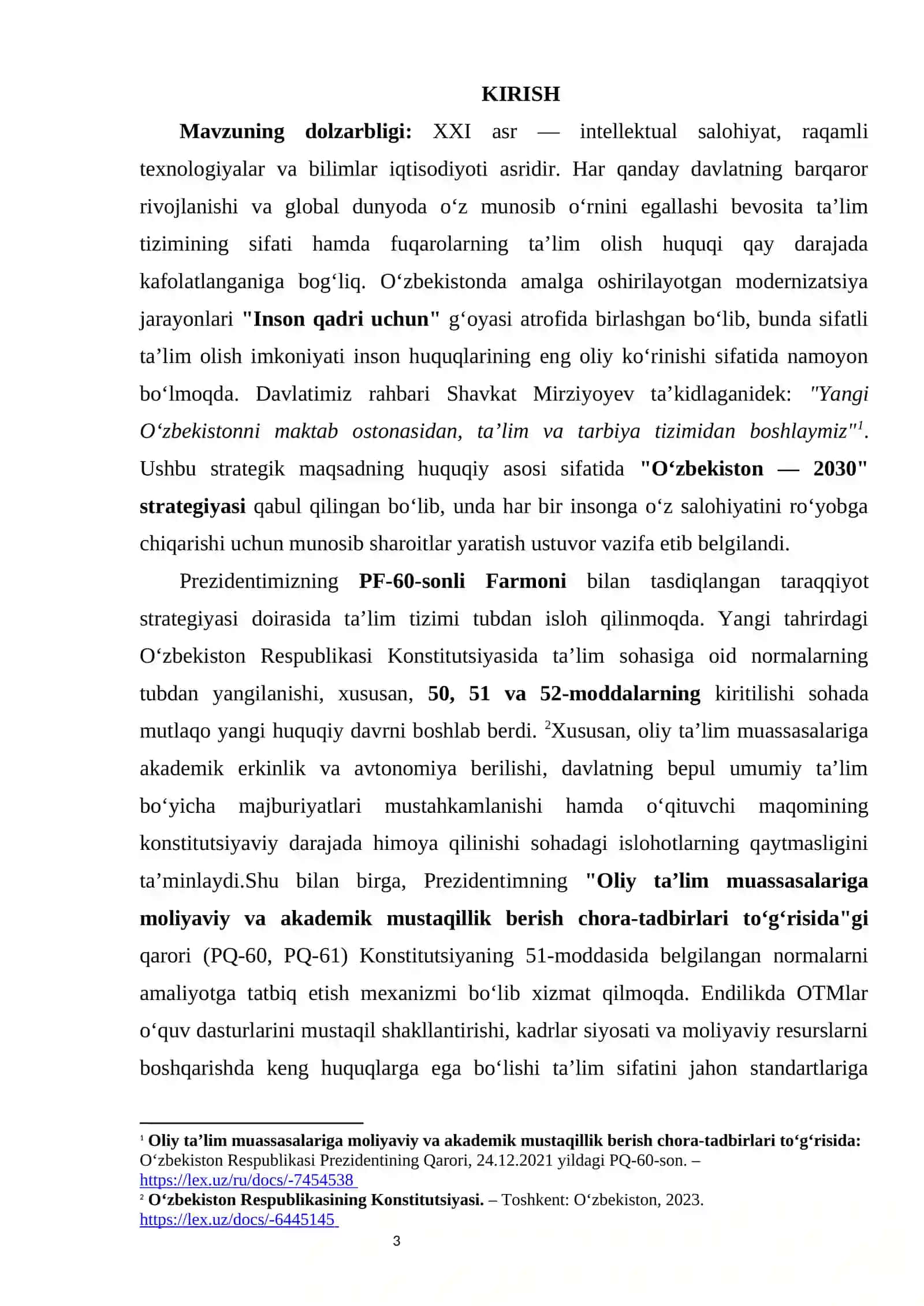Konstitutsiya ta'lim olish huquqi kurs ishi 3