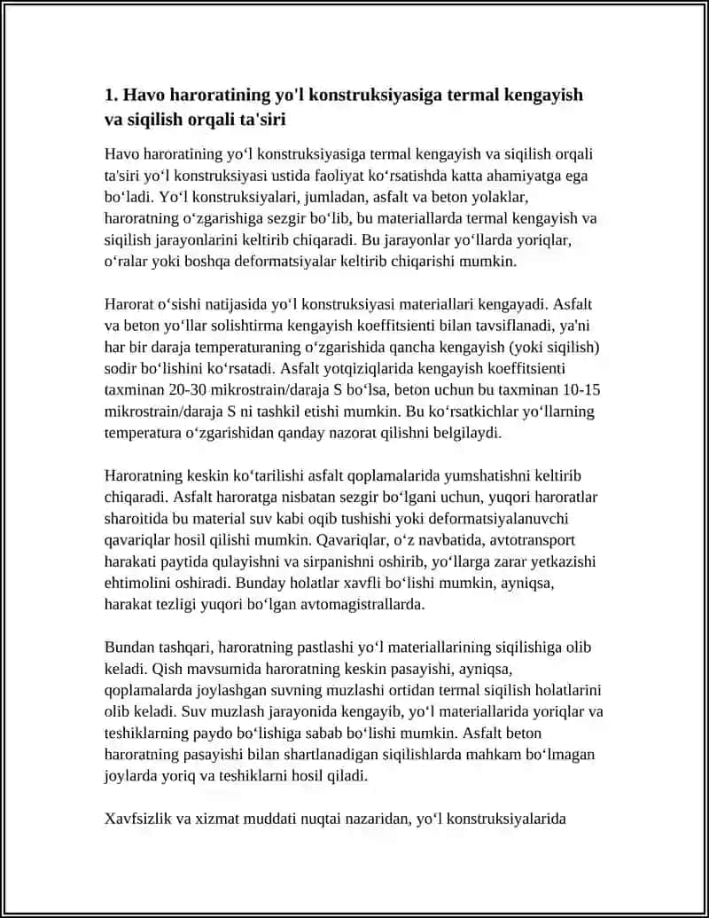 YOʻL KONSTRUKSIYASIGA TABIIY-IQLIM OMILLARINING TAʼSIRI 3