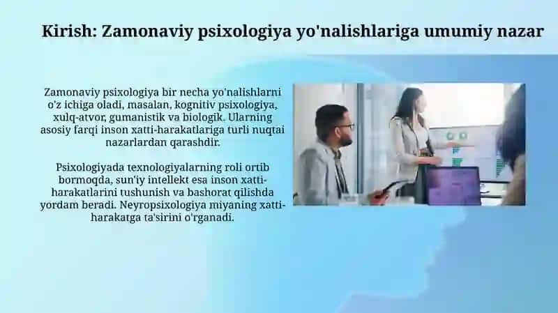 Zamonaviy psixologiya yoʻnalishlari: qiyosiy tahlil 3