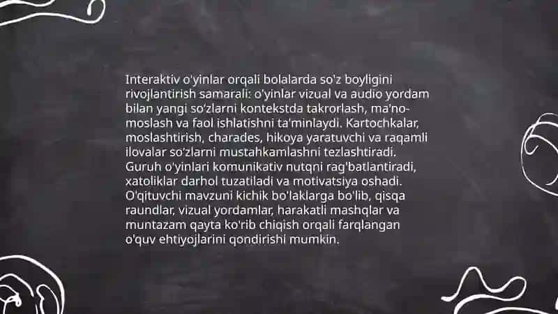 Interaktiv o'yinlar orqali so'z boyligini rivojlantirish 3