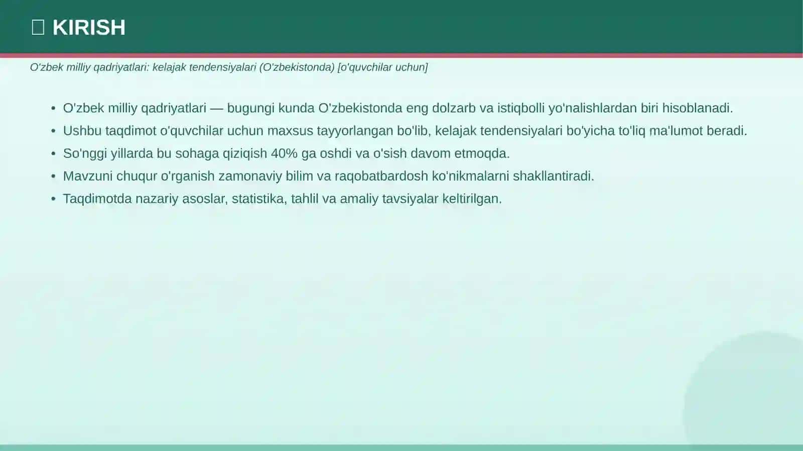 O'zbek Milliy Qadriyatlari Kelajak Tendensiyalari 3