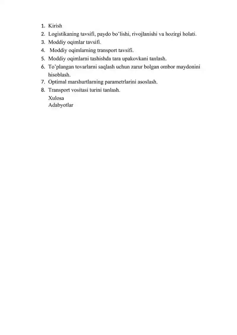 Logistika kurs ishi 3