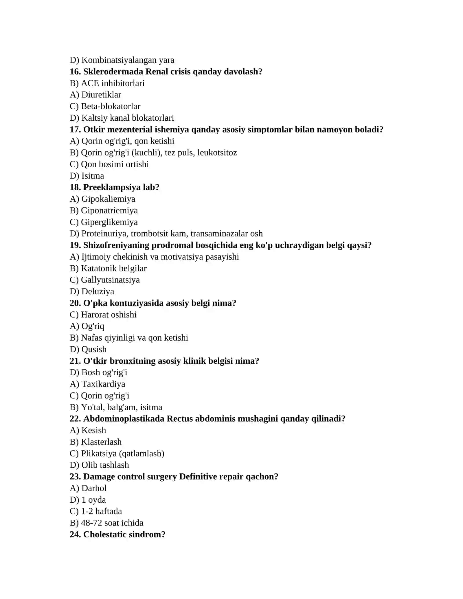Tibbiy testlar 3