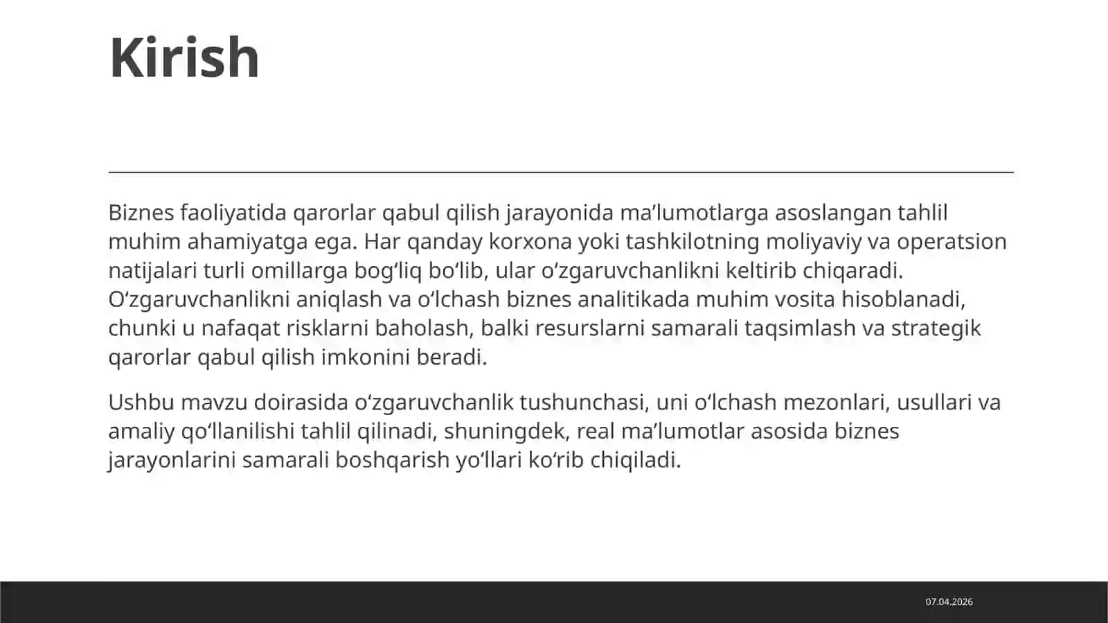 Biznesanalitikada o'zgaruvchanlikni o'lchash 3