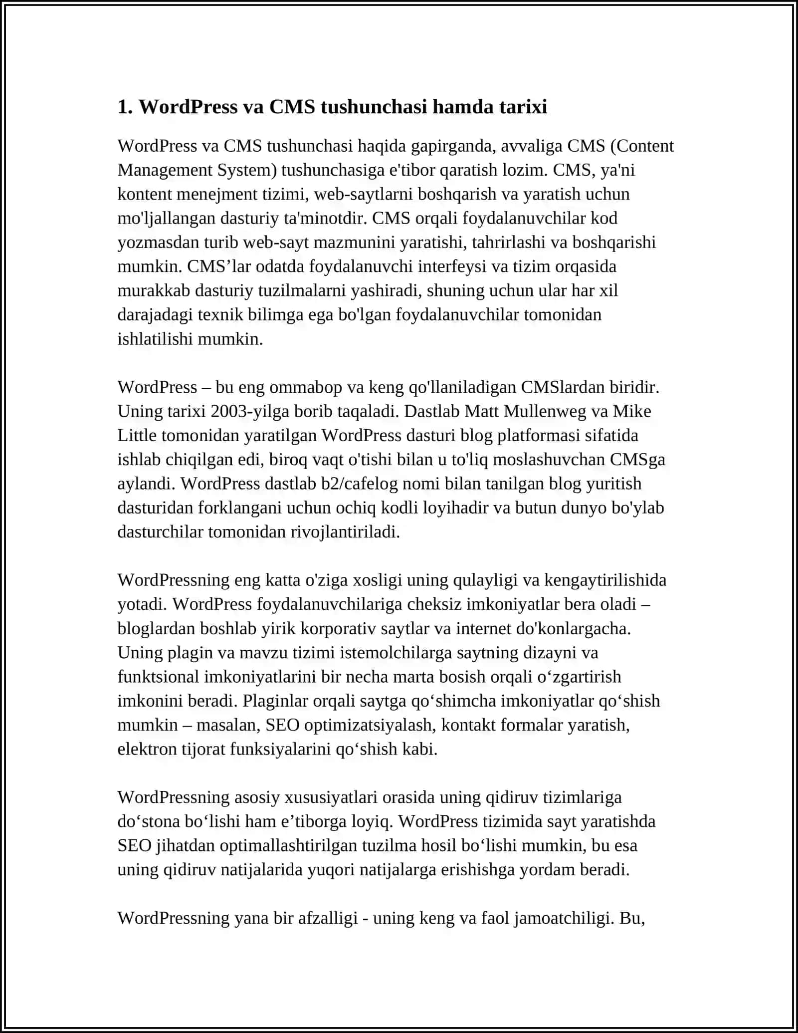 WORDPRESS VA CMS WORDPRESSNI O'MATISH. CMS WORDPRESS YORDAMIDA SAYT YARATISH 3