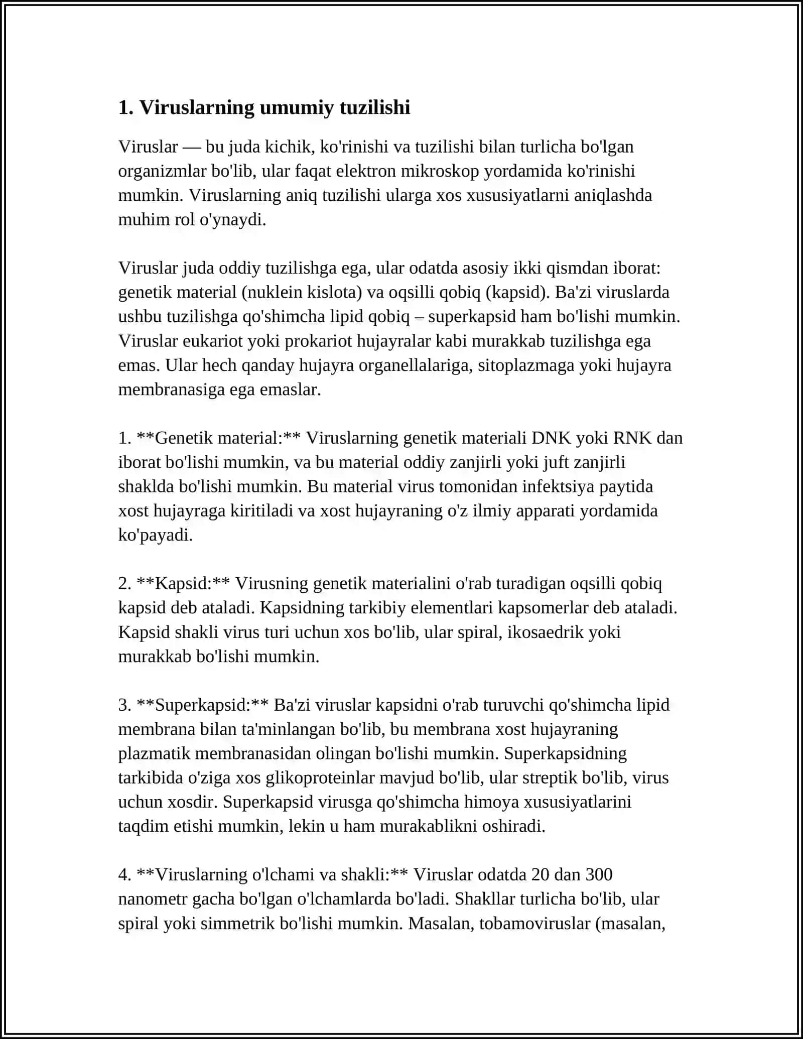 VIRUSLAR. ULARNI O'ZIGA HOS UMUMIY TUZILISHI 3