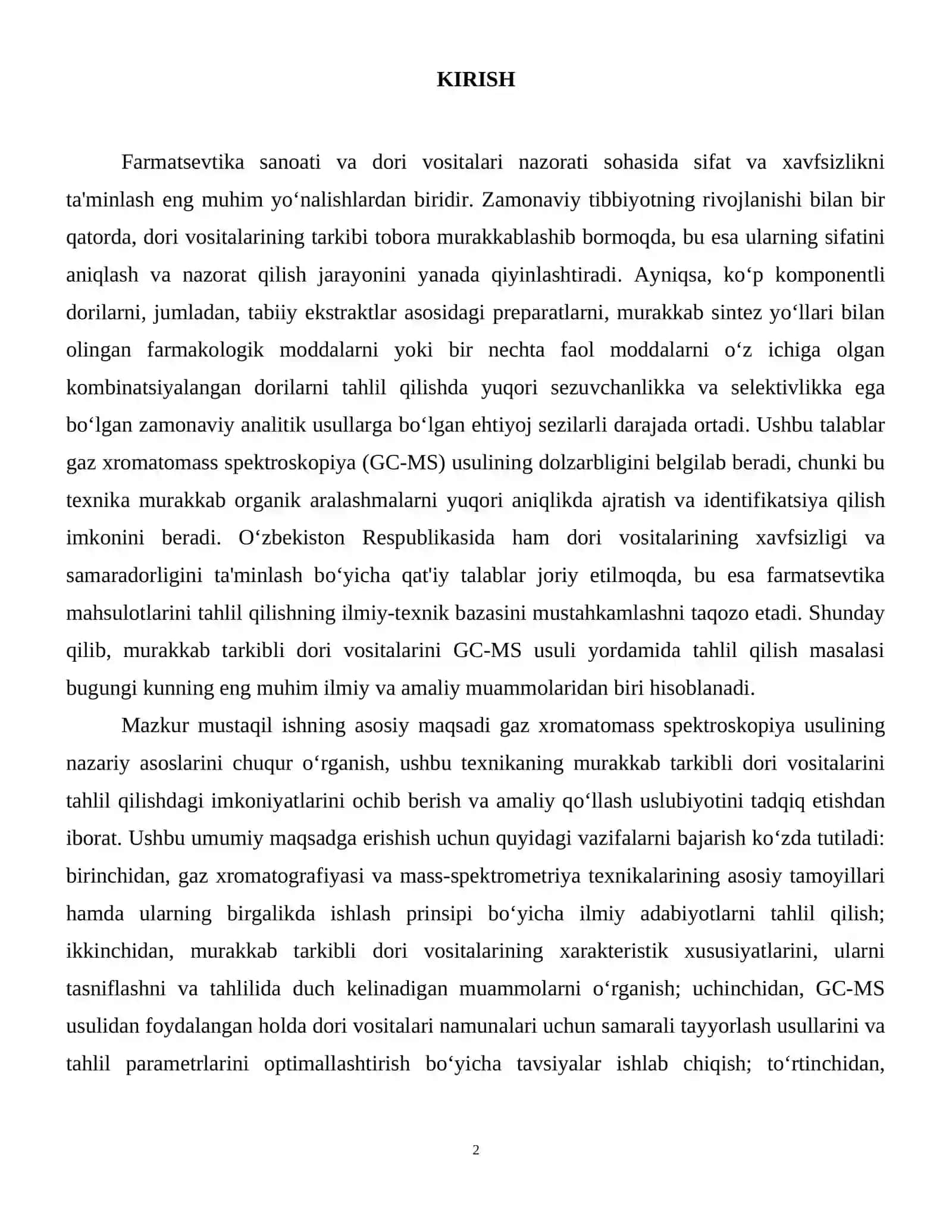 Gaz xromatomass spektroskopiya usuli murakkab tarkibli dori vositalarini GCMS usulida tahlil qilish 3