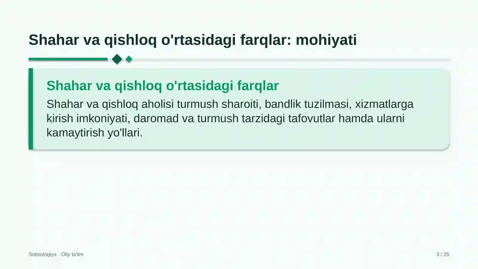 aksiyadorlik jamiyatlarida shahar va qishloq o'rtasidagi farqlar 4416 3
