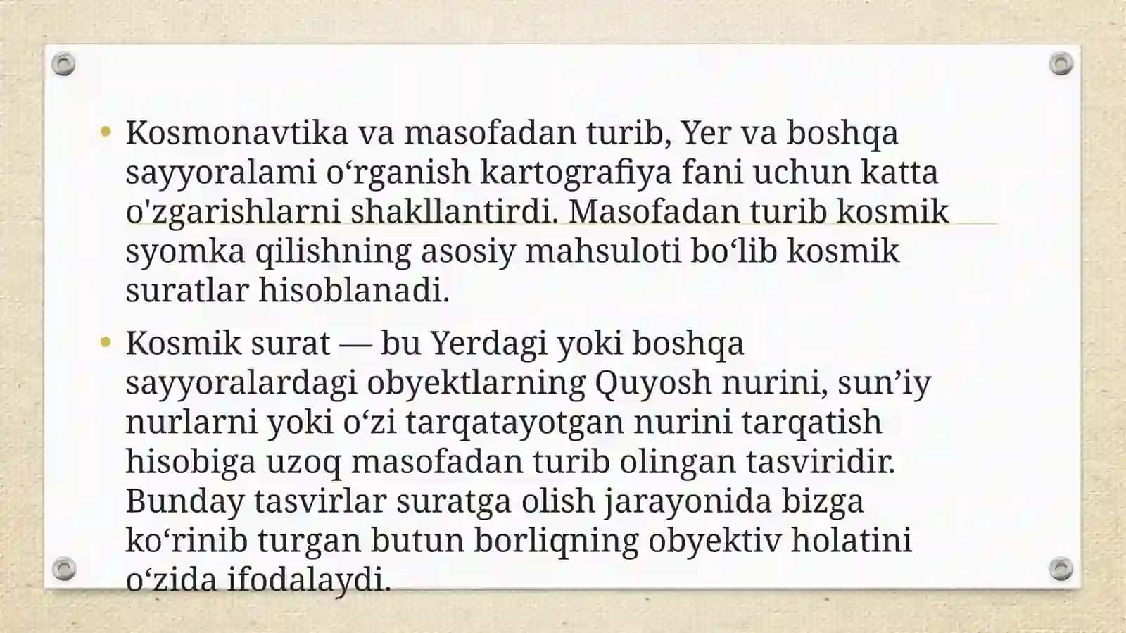 Kosmosdan olingan suratlar va ularning xususiyatlari 3