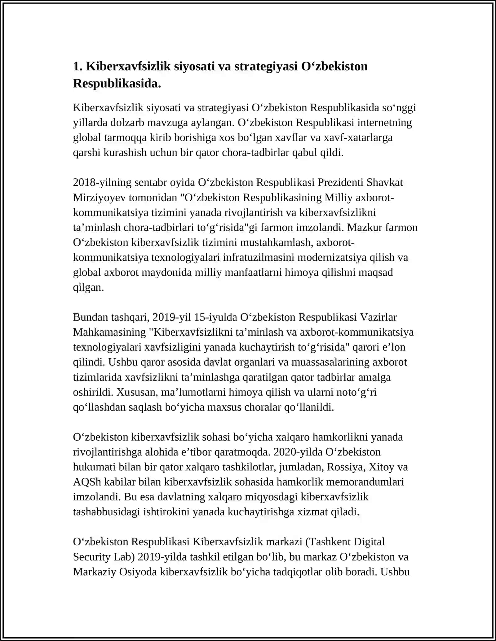 KIBERHUQUQ VA KIBERETIKA SOHASIDA O‘ZBEKISTAN RESPUBLIKASI QONUNCHILIGI 3