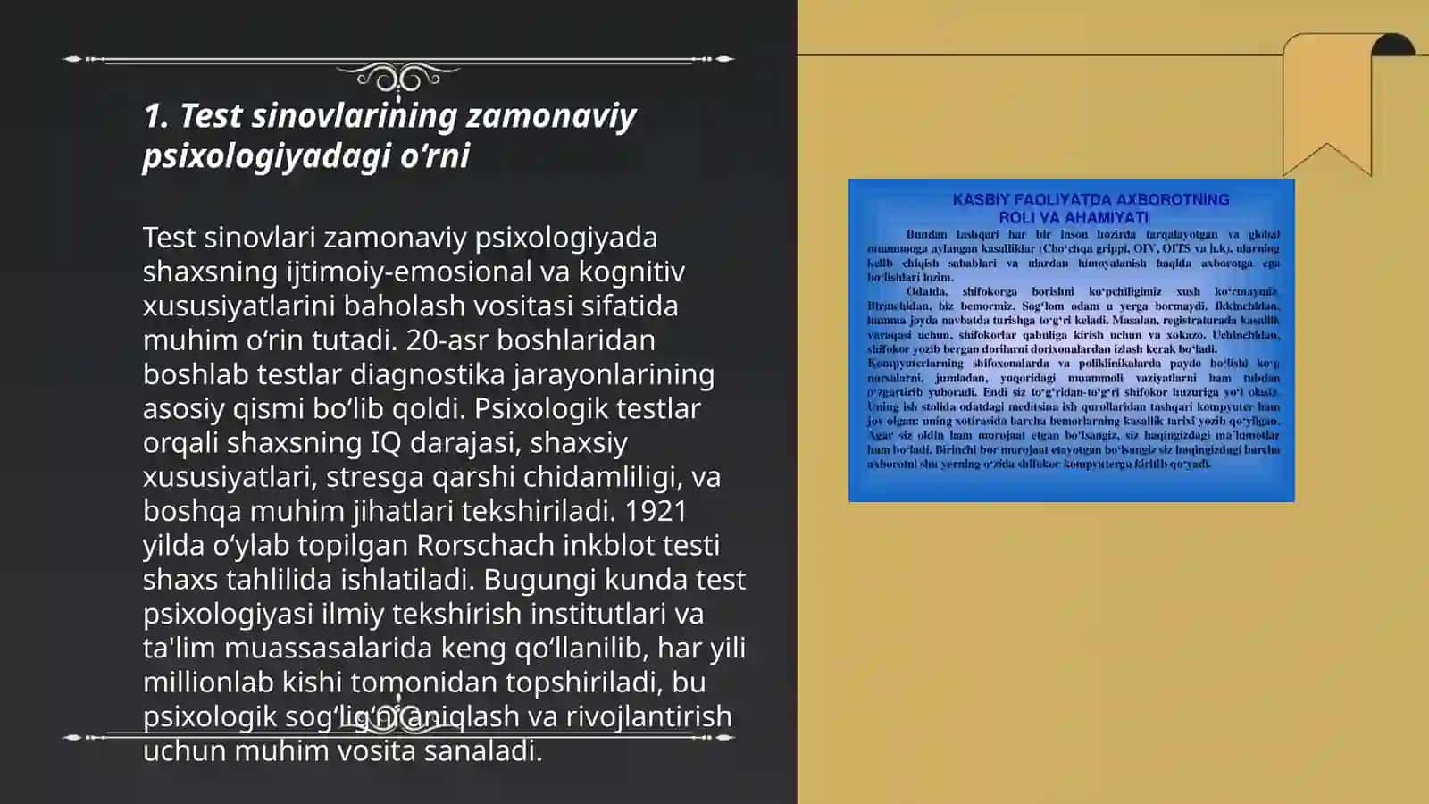 Hozirgi zamon psixologiyasida testning dolzarb muammosi 3
