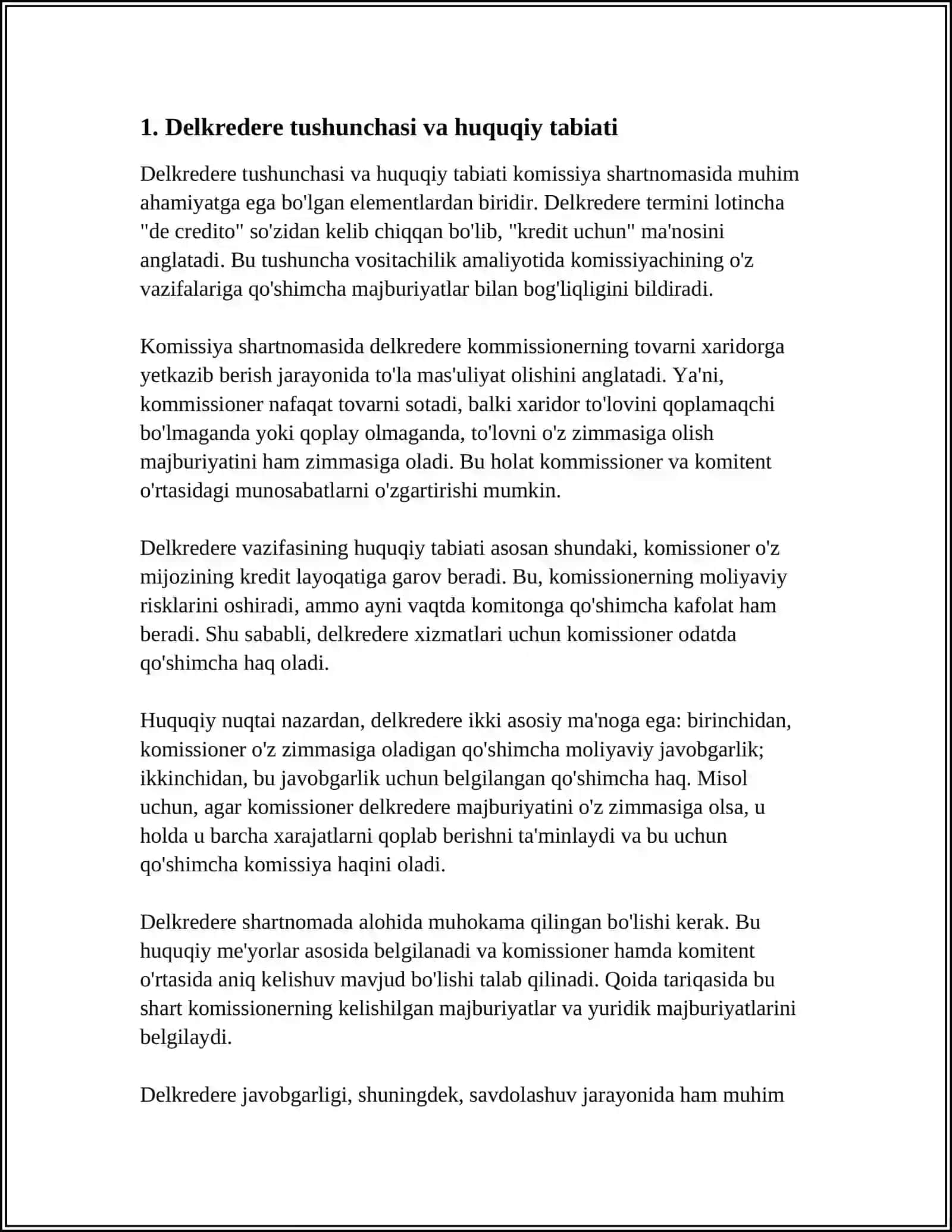 VOSITACHILIK (KOMISSIYA) SHARTNOMASIDA DELKREDERENING HUQUQIY TABIATI 3