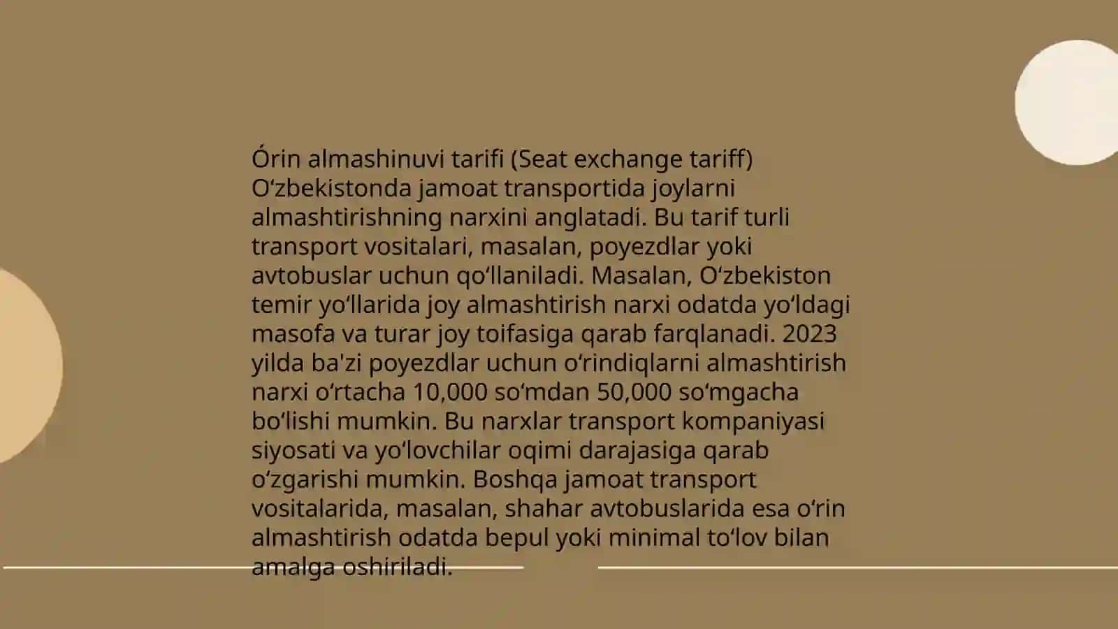 Órin almashinuvi tarifi 3