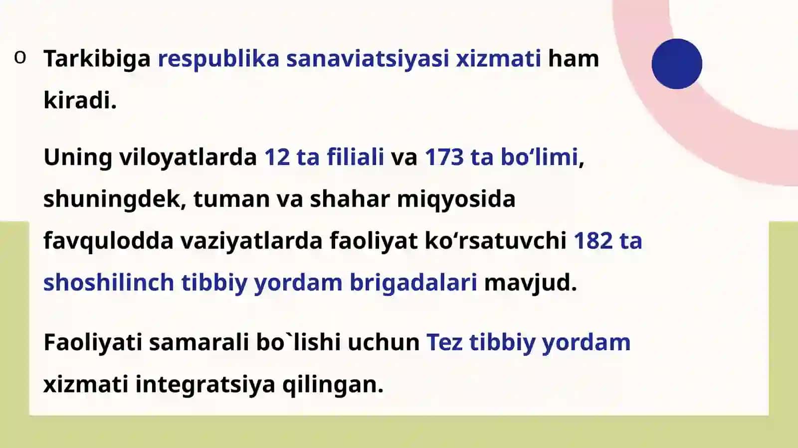 Shoshilinch tibbiy xizmat va ixtisoslashtirilgan markazlar 3