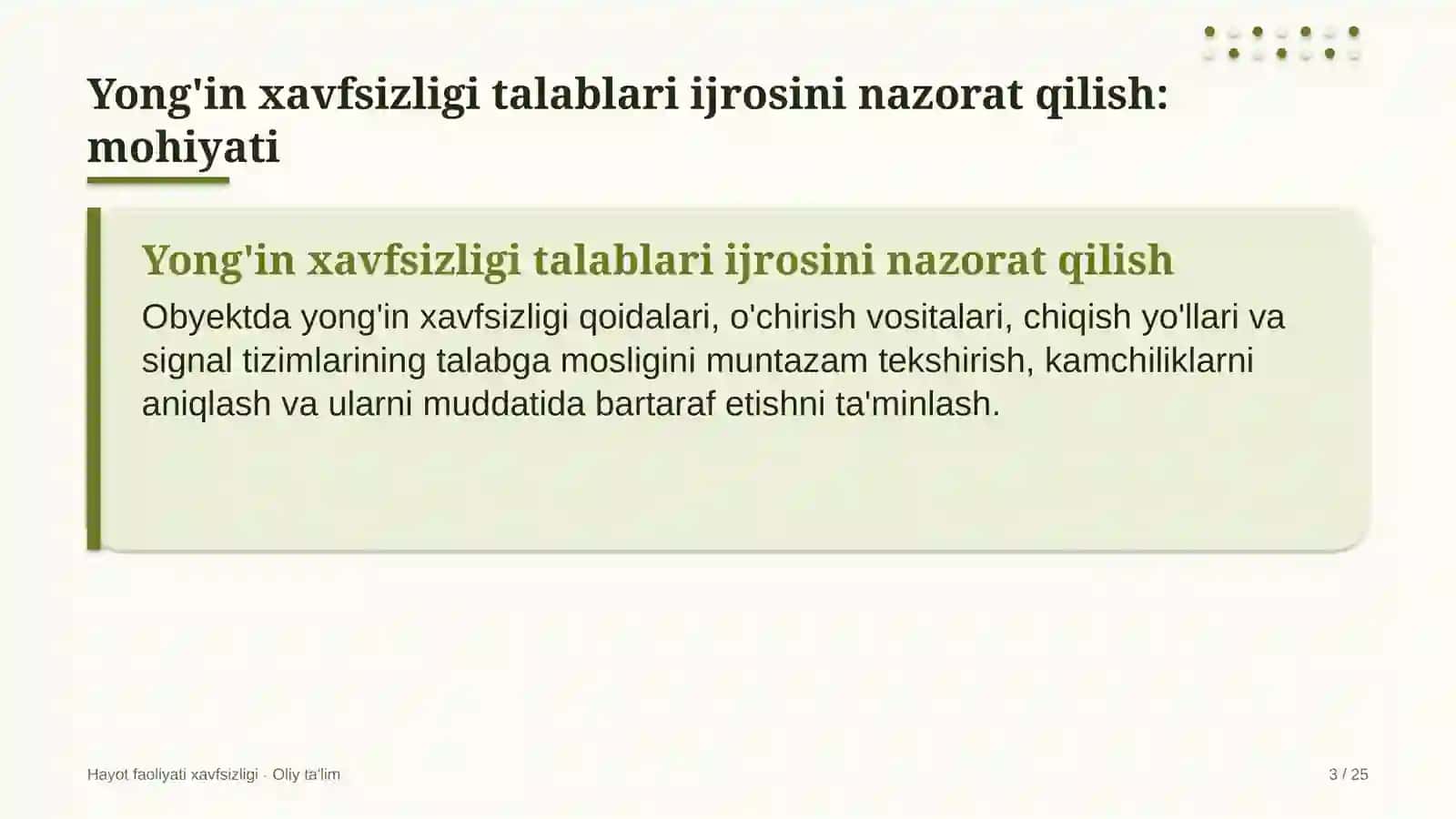 qimmatli qog'ozlar bozorida yong'in xavfsizligi talablariga rioya etilishini nazorat qilish 1097 3