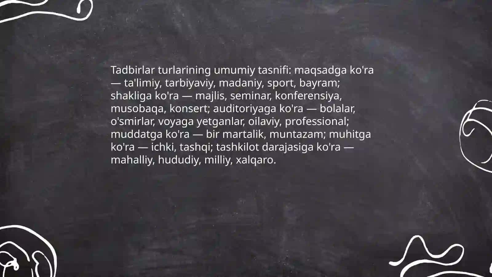 Tadbirlar turlari 3