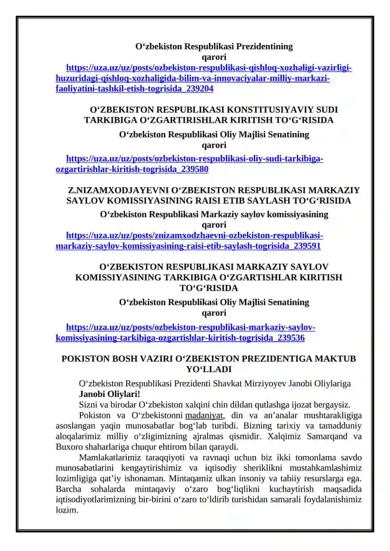 O‘ZBEKISTON RESPUBLIKASIDAGI IQTISODIY, IJTIMOIY-SIYOSIY VOQEALARGA DOIR MA’LUMOTLAR 3
