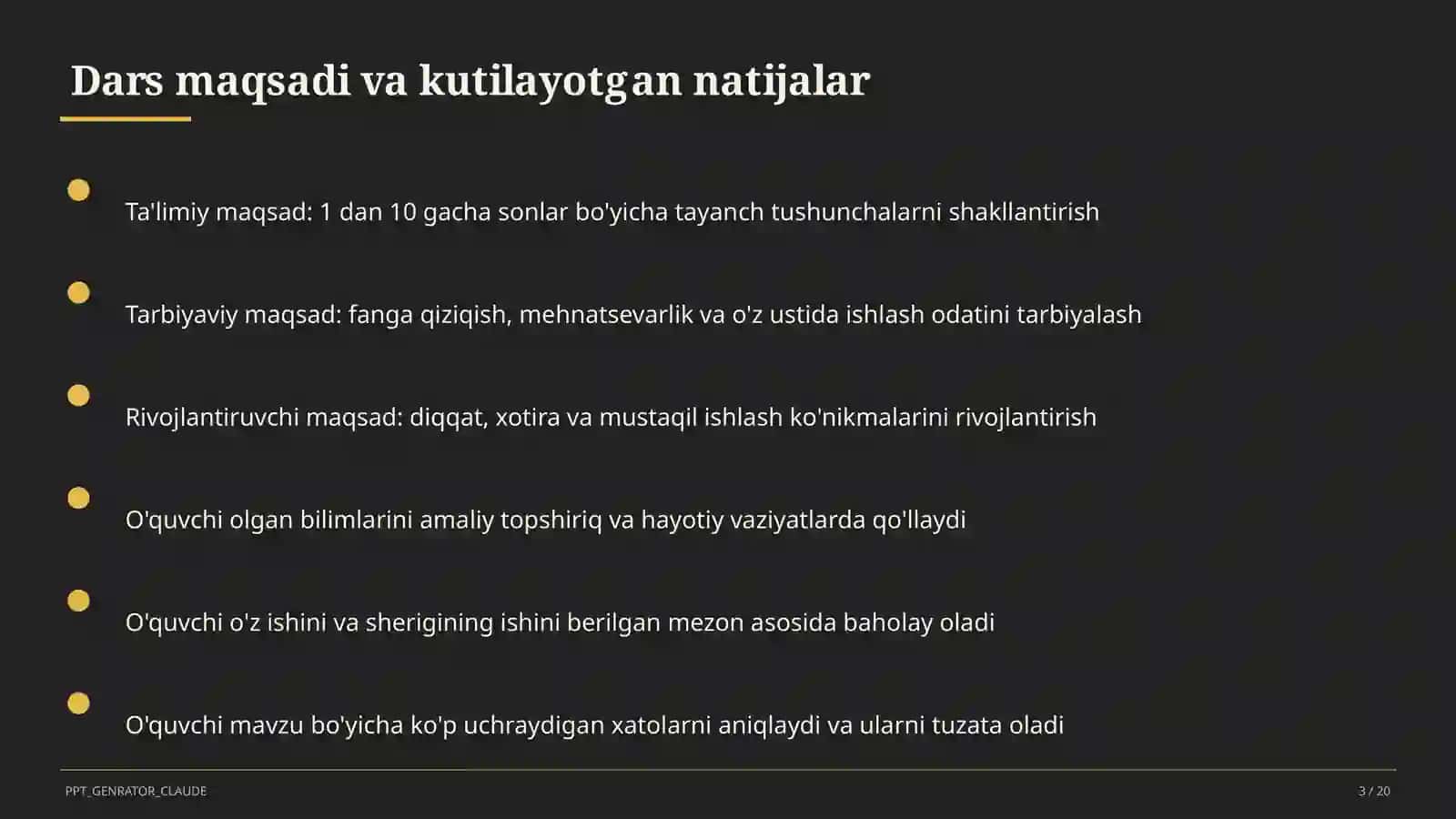 Boshlang'ich sinf: Matematika (1–4) — metodik birlashma uchun 3