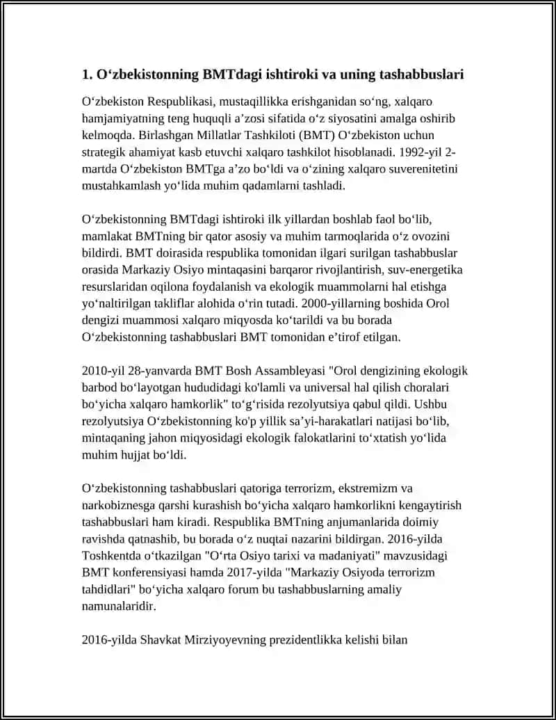 O‘ZBEKISTON RESPUBLIKASI OLIY TA’LIM FAN VA INNOVATSIYA VAZIRLIGI FARGʻONA DAVLAT UNIVERSITETI TARIX FAKULTETI REFERAT 3