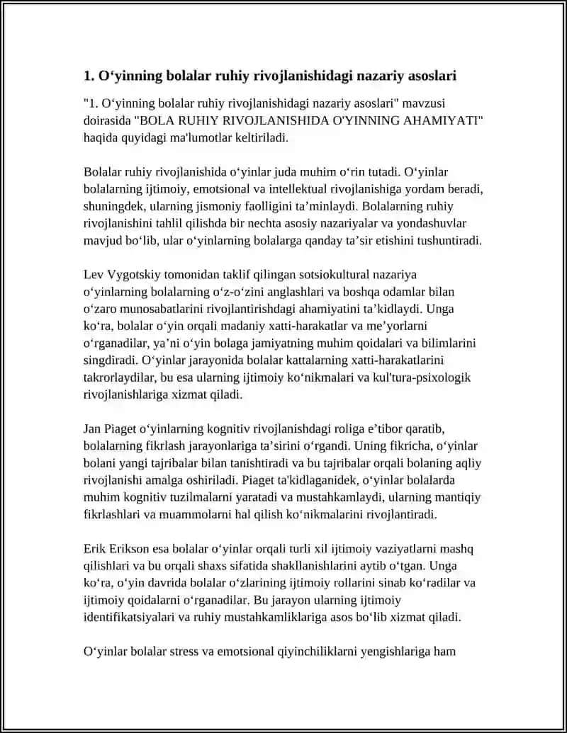 BOLA RUHIY RIVOJLANISHIDA O'YINNING AHAMIYATI 3