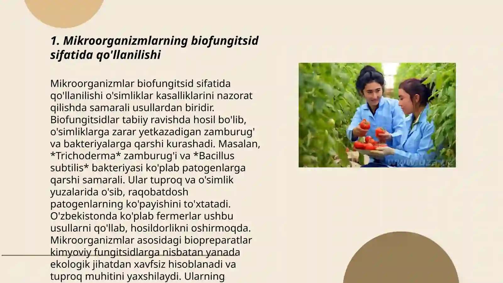 Mikroorganizmlarning qishloq xoʻjaligida, oʻsimliklarni himoya qilishda qoʻllanilishi 3