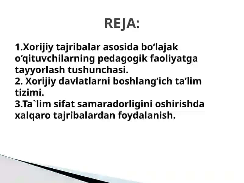 Xorijiy tajribalar asosida bo'lajak pedagoglarni tayyorlash slayd 3