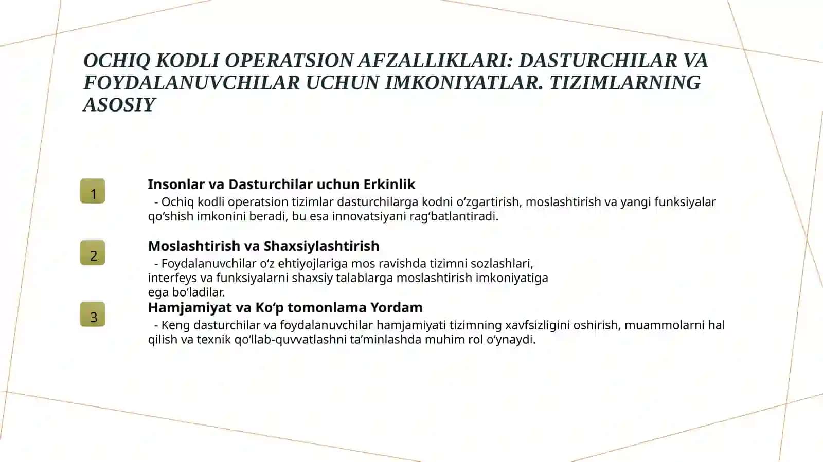 Ochiq kodli operatsion tizimlarning avzalliklari va kamchiliklari 3