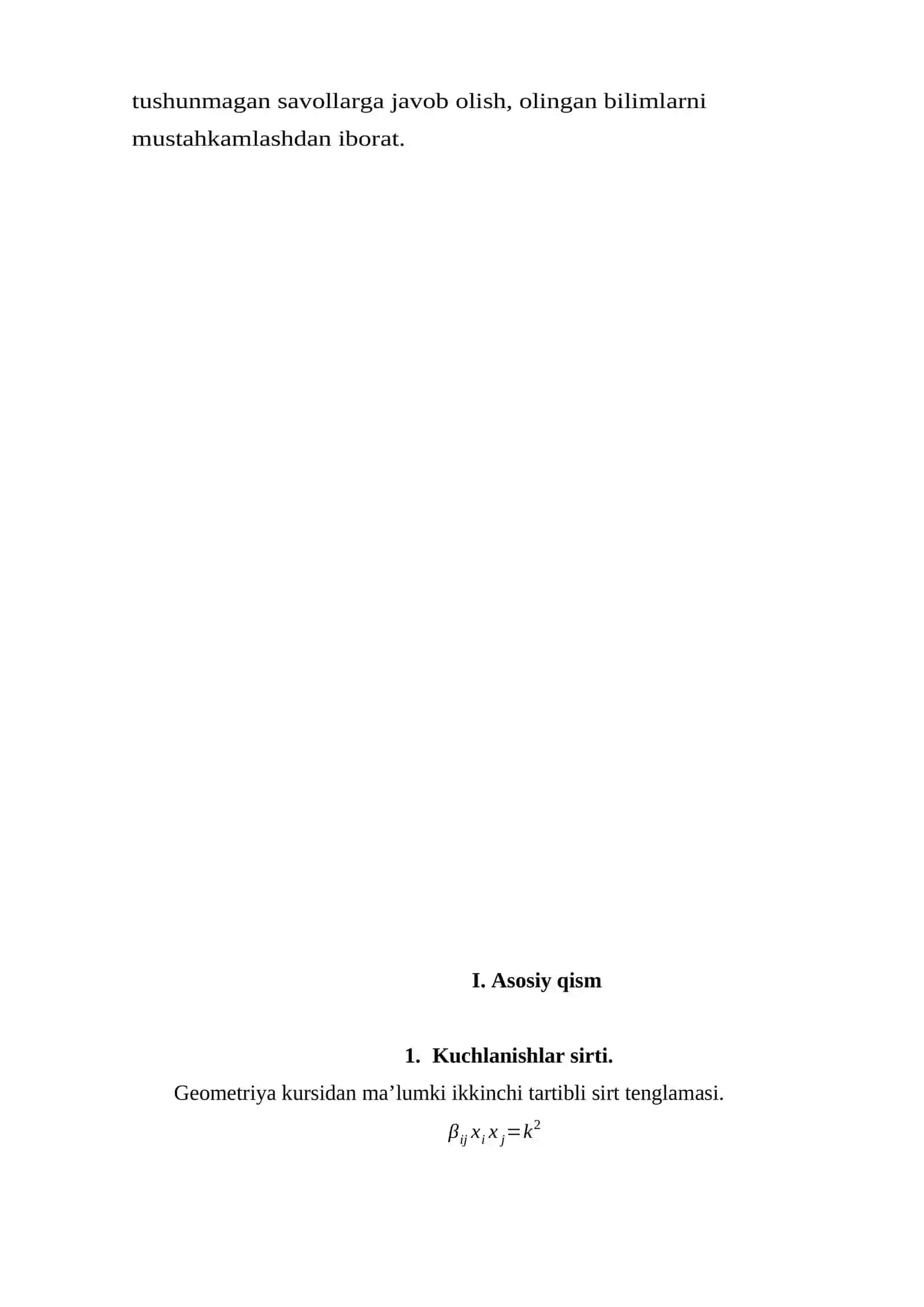 Kuchlanishlar sirti. Kuchlanishlar ellipsoidi. Mor doiraviy diagrammasi. Bosh urinma kuchlanishlar. Bosh kuchlanishlarni hisoblash formulalari. Ikki o’qli kuchlanganlik holati. 3