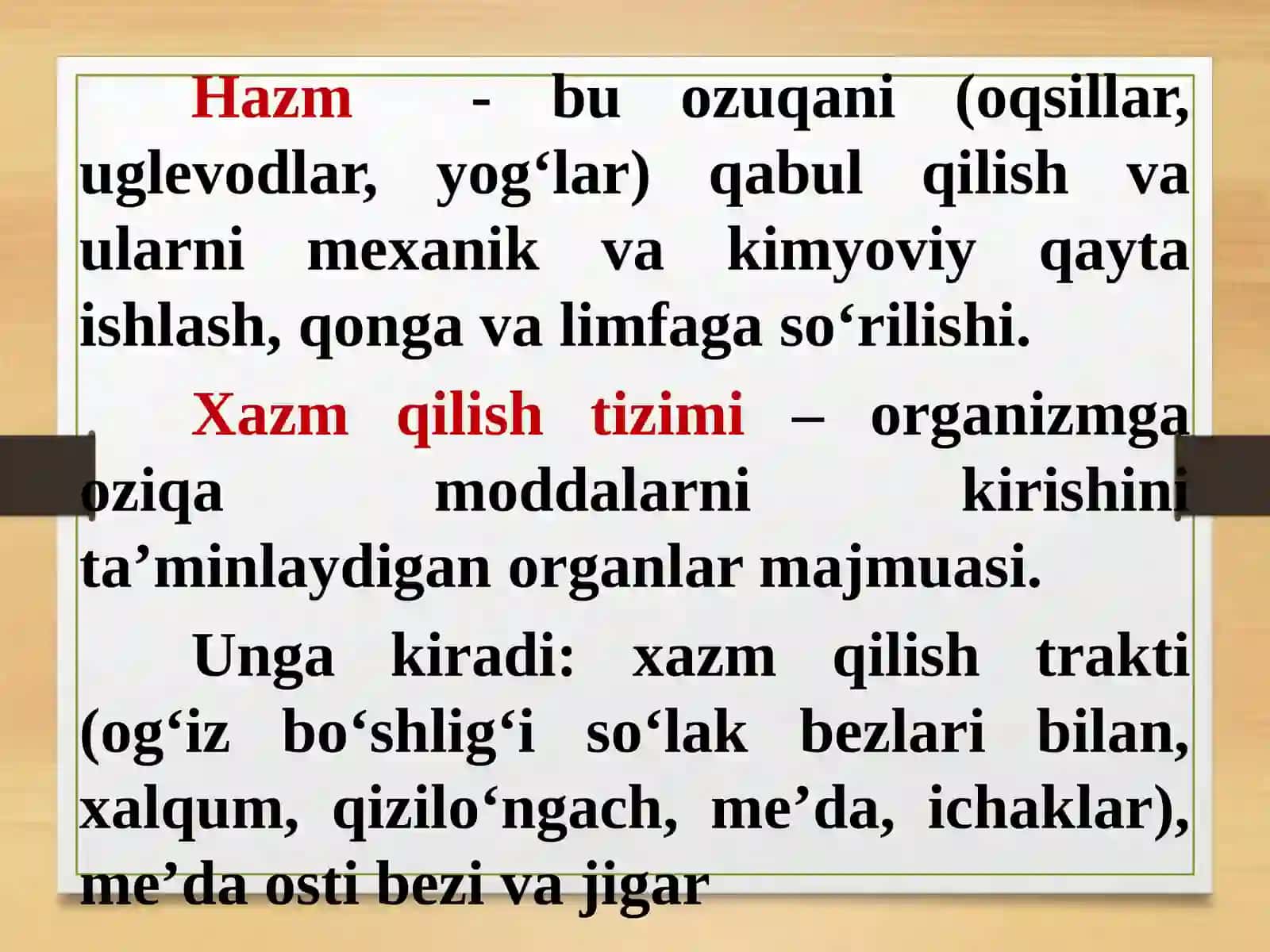 Hazm tizimi faoliyati. Oģiz bòshliģi va medada ovqat hazm bòlishi. 3