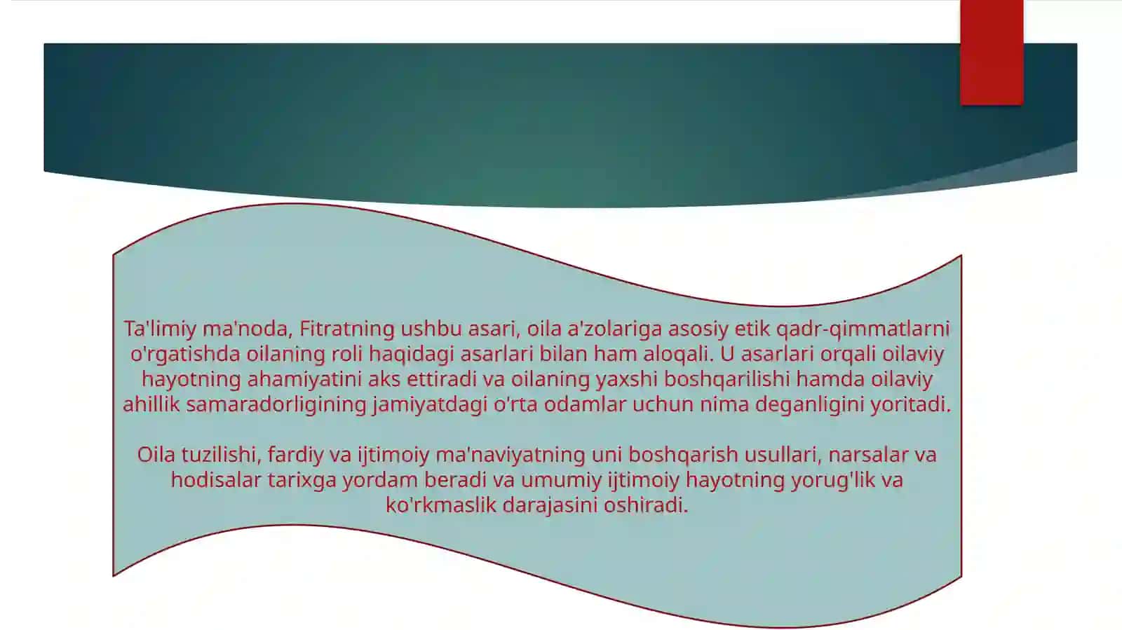 ABDURAUF FITRATNING “OILA YOKI UNI BOSHQARISH TARTIBLARI” ASARINI O’RGANISH 3
