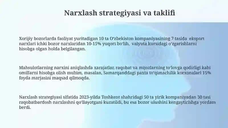 Narxlash strategiyasi va taklifi 3