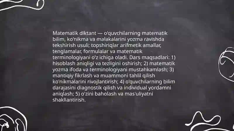 Matematika darslarida matematik diktantni tashkil etish va turlari. Boshlang’ich ta’lim matematika darslarida foydalanilgan boshqotirmalarga oid darsliklarning tahlili 3